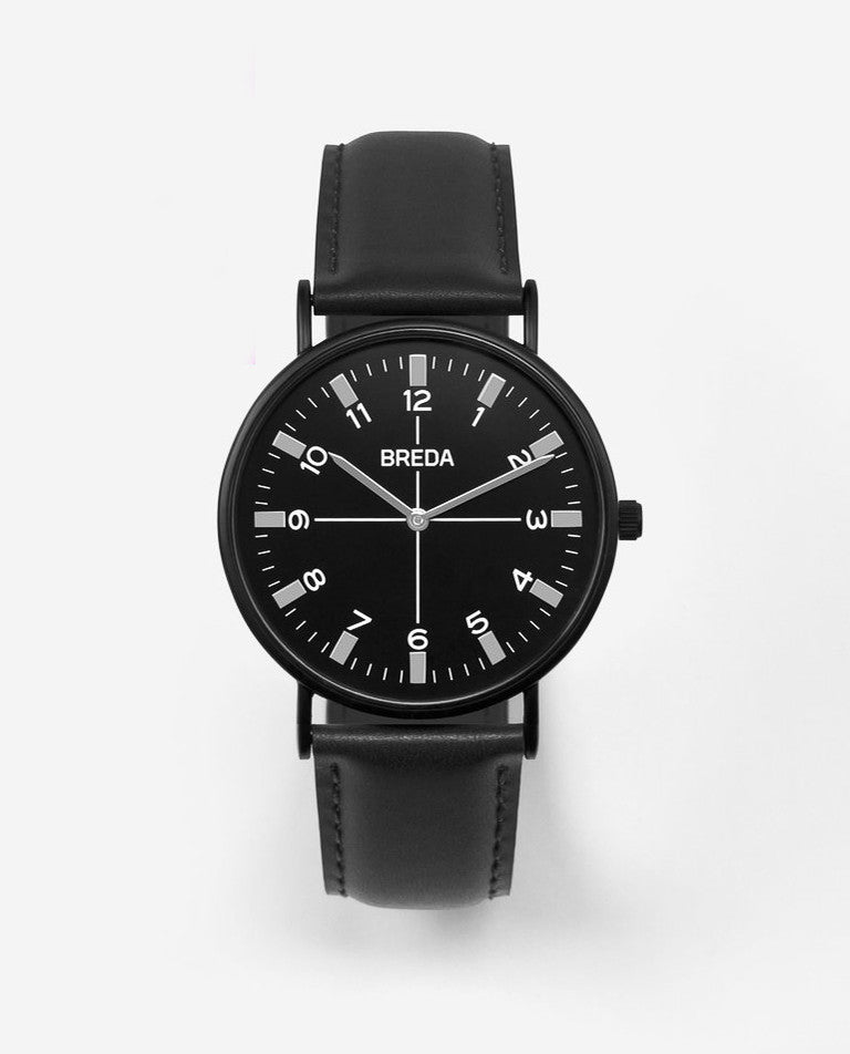 Breda Belmont Black Face Black Band Watch