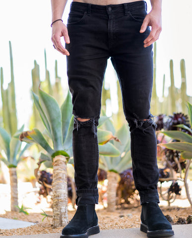 Rollas Stinger Black Rip Denim