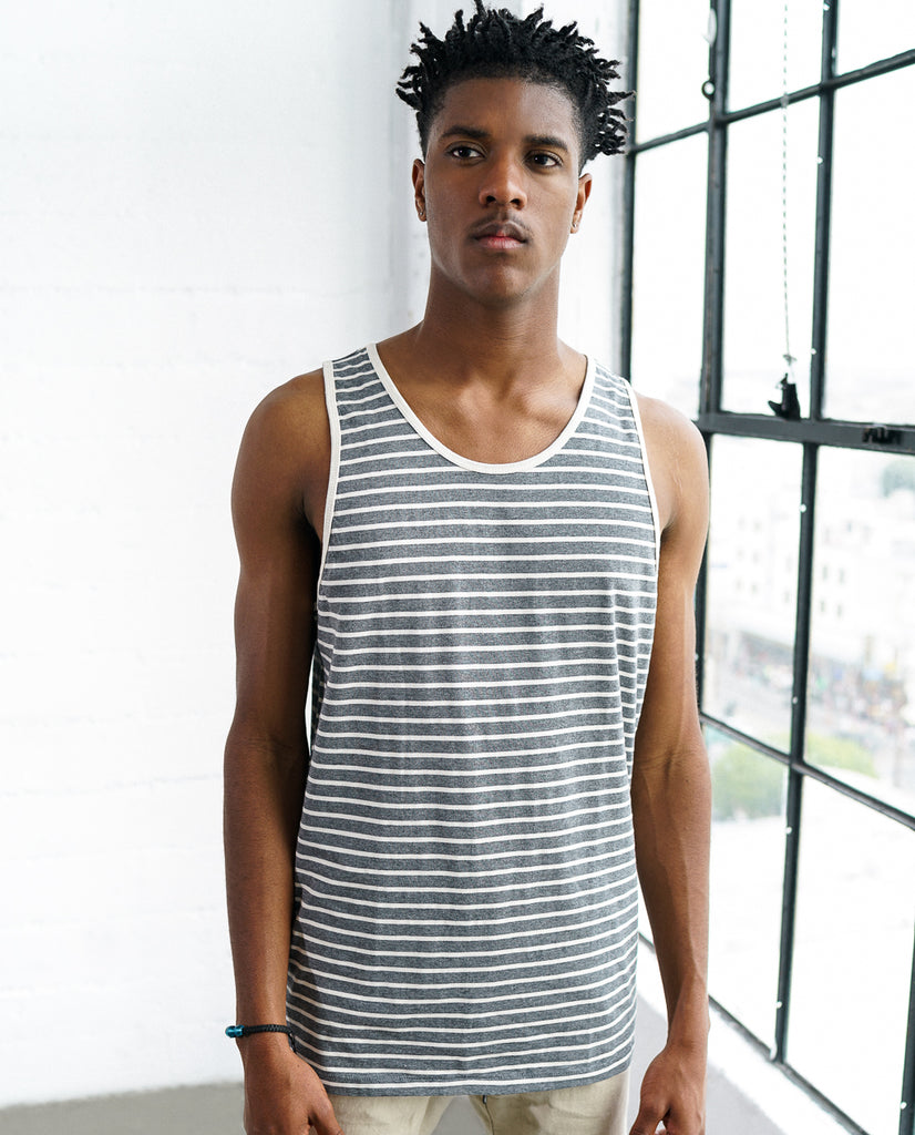 Astrneme Basic Stripe Tank Charcoal