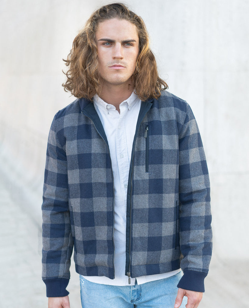 Color Siete Azure Plaid Jacket Color Siete Azure Plaid Jacket