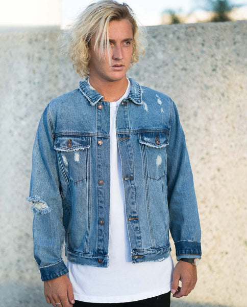 Distressed denim cheap jacket