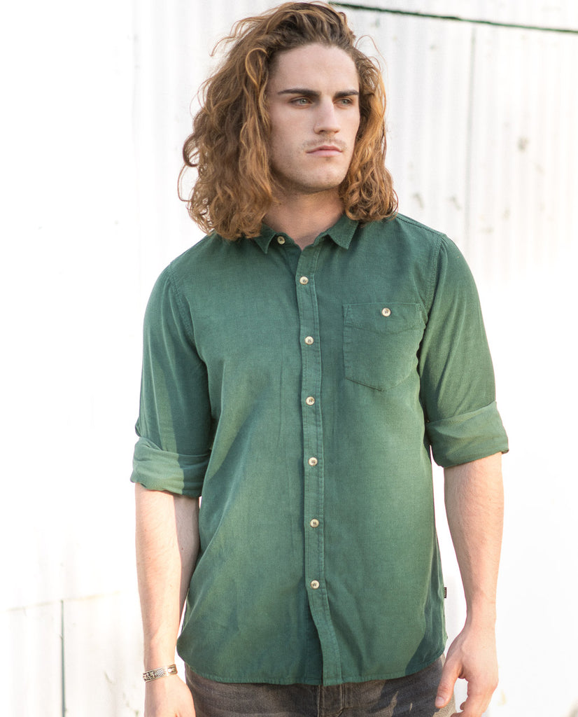 Rollas Men At Work Cord Shirt Trade Green