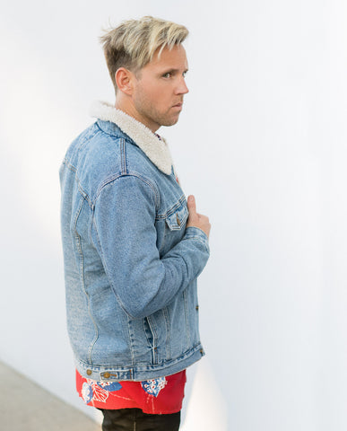 Rollas Stonewash Denim Sherpa