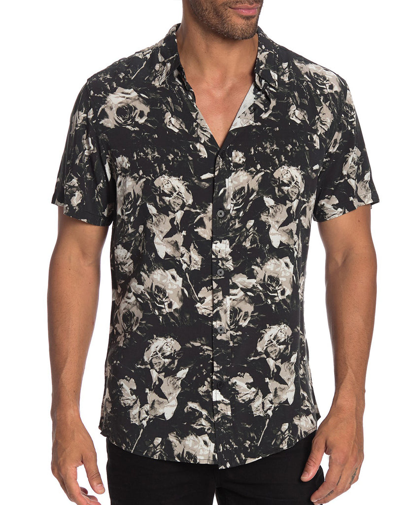 nANA jUDY Short Sleeve Black Rose Buttonup