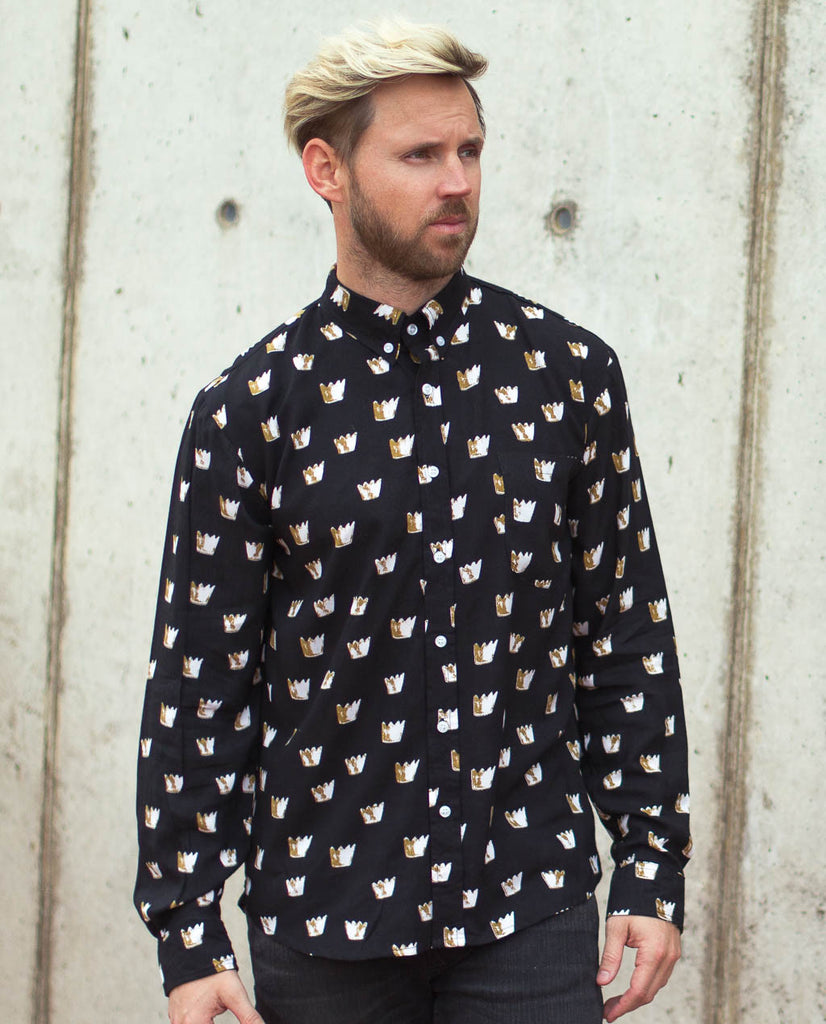 Handsome Me Crowns Long Sleeve Buttonup Handsome Me Crowns Long Sleeve Buttonup