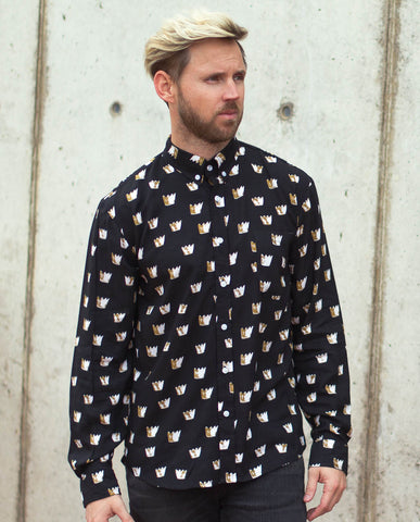 Handsome Me Crowns Long Sleeve Buttonup