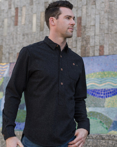 SLVDR Elevation Black Woven Wool Overshirt