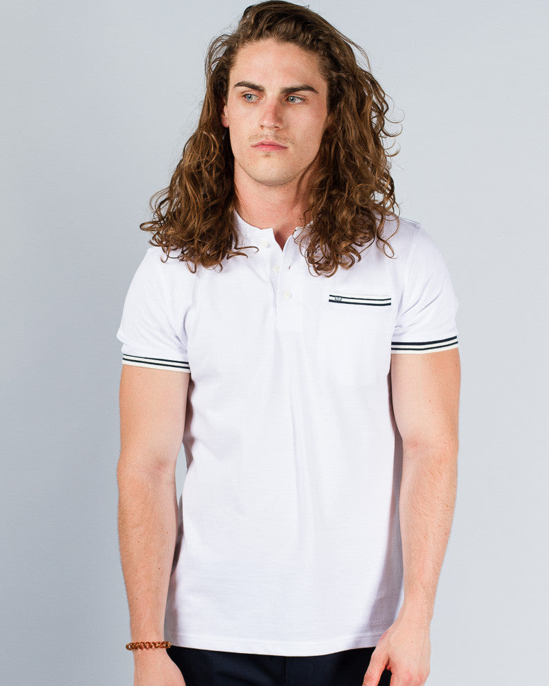 WEEKEND OFFENDER Bourne White Polo WEEKEND OFFENDER Bourne White Polo
