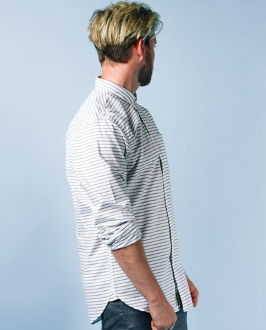 Grey Stripe White Buttonup