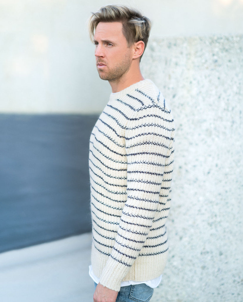 Rollas Mohair Knit Natural Navy Stripe Sweater